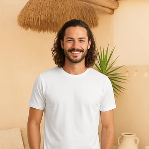 Ultifresh เสื้อยืดลำลองกันรอยเปื้อนใส่ได้ทั้งชายและหญิงผ้าถักลายผ้าฝ้าย100% สีพื้นพร้อมโลโก้ ODM ตามต้องการ - Product Image 2