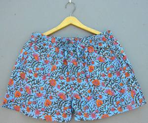 Cotton Hand Block Printed <b>Shorts</b> With Elastic and Drawstring Soft and Comfortable Unisex <b>Boxer</b> <b>Shorts</b> - Product Image 5