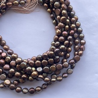 Perles bouton en cuivre brun naturel de 8 mm et 10 mm, perles d'eau douce, brins pour la fabrication de bijoux, création de bijoux, qualité AAA, certifiées IGI
