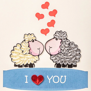Tarjeta de Quilling con Diseño de Pareja de Ovejas Enamoradas, Tema de San Valentín, Tarjeta de Felicitación Hecha a Mano con Sobre para San Valentín - Product Image 2