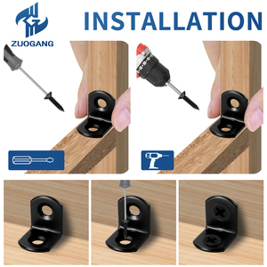 Équerres d'angle (20x20x16mm) Ensemble de 40 pièces Équerre en forme de L avec vis Acier au carbone Perforé Angle droit (Noir) - Product Image 3