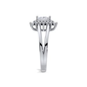 IGI Certified Princess Cut Lab Grown Diamond Double Halo <b>Split</b> Shank Engagement-Wedding <b>Ring</b> in 14K Yellow / White & Rose Gold - Product Image 3