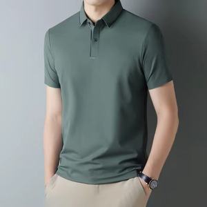 เสื้อยืดคอปกแขนสั้นผ้าฝ้ายถักคุณภาพสูง 100% สำหรับผู้ชาย สวมใส่สบายในฤดูร้อน ป้องกันรอยยับ  แบบเรียบสีพื้น  สามารถปรับแต่งได้ - Product Image 2
