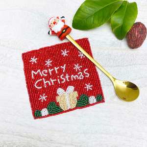 MS HANDICRAFT Handmade Beaded <b>Coasters</b>-Classic Square <b>Drink</b> <b>Coasters</b> Polyester Backing (4x4 Inch) for Church Religious Gifts - Product Image 4