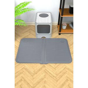 Grand tapis de sable en silicone 40x60 gris tapis de litière lavable en plastique pour chat nettoyage intelligent de la litière pour chat accessoire avant - Product Image 1