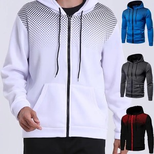 เสื้อฮู้ดมีซิปสำหรับผู้ชายผ้าฟลีซผ้าฝ้าย100% ลำลองสำหรับกีฬากลางแจ้งพิมพ์ลายดิจิทัลระบายอากาศได้ดี - Product Image 1