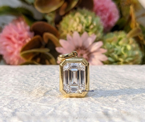 Lurba Jewels 2Ct Emerald Cut Lab Grown CVD Diamond Charm Wedding <b>Pendant</b> <b>Solid</b> 10K Yellow <b>Gold</b> IGI Certified Christian Luxury - Product Image 2