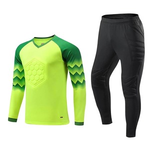 Yetişkinler futbol kaleci üniforma erkek kaleci futbol forması Boy'S kapıcıları uzun kollu koruyucu sünger gömlek pantolon