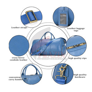 Sac de sport en cuir de haute qualité pour la nuit Bagages à main Sac de sport en cuir vintage avec logo personnalisé - Product Image 4