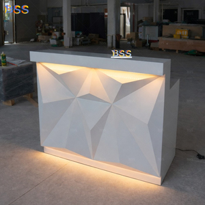 Ideas para Mostrador de Recepción Pequeño Blanco, Diseño Único en Forma de Diamante, Moderno y Contemporáneo, Superficie Sólida Acrílica, Mini Mostrador de Recepción para Oficina con LED - Product Image 3