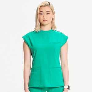 Ensembles de gommage à col rond de couleur unie pour hommes femmes unisexe adultes évacuation de l'humidité et anti-rétrécissement costume uniforme d'hôpital 2 pièces - Product Image 1
