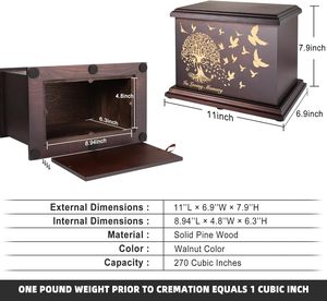 Cremation Memorial Urns for Human Ashes Adult Male Female, <b>Wooden</b> Urns <b>Box</b> and Casket for Ashes Men Women Child, Large Burial - Product Image 2