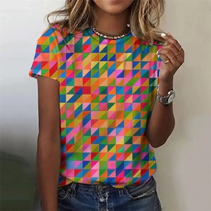 เสื้อยืดคอกลมทรงหลวมสำหรับผู้หญิงลายผีเสื้อ & ดอกไม้แมลงแขนสั้นพิมพ์ลาย3D - Product Image 3