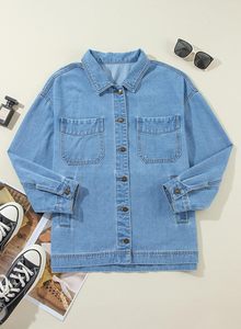 Nouvelle conception de vêtements pour femmes, veste en jean pour femmes, vente en gros, couleur marron unie, veste en jean pour femmes - Product Image 4