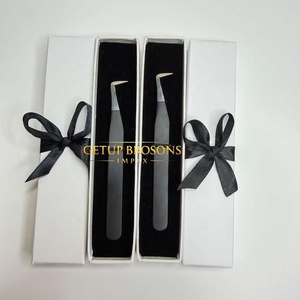 Vente en gros de pinces à cils anti-magnétiques en acier inoxydable courbé avec revêtement en poudre noire mate de haute qualité GETUP BROSONS IMPEX - Product Image 5
