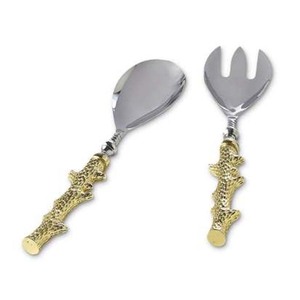 Ensemble de service à soupe cuillère polie miroir or brillant brillant avec poignée de baguettes serveurs décoratifs en métal - Product Image 5