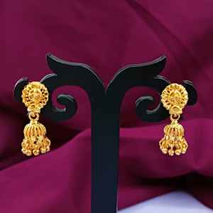 Indian Manufacturer Jewelry Supplier Gold Plated Jewelry Engraved Jhumka Dangle Tassel Bridal <b>Earrings</b> Jewellery for Women - Product Image 2