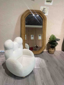 Marco de ratán de alta definición de longitud completa arqueado, espejo de suelo, arco grande, espejo de tocador de cuerpo completo, decoración de espejo de pared - Product Image 5