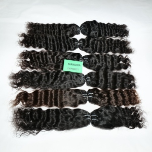Extensions de cheveux humains vierges indiens 100% naturels, double trame, soyeux et ondulés, couleur noire non traitée - Product Image 6