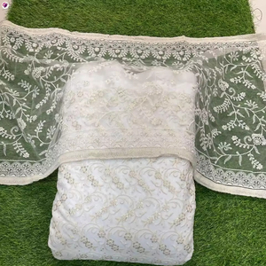 Designer Fancy <b>White</b> Breathable Cloth <b>Lace</b> Sequin Fabric Woven Technique Embroidery Elegant Embroidery for Wedding/Special - Product Image 1