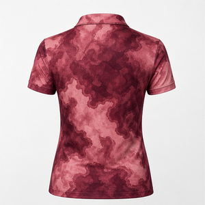 Polo personnalisé pour femme, bordeaux marbré, séchage rapide, manches courtes, sublimation, vêtements de sport de golf - Product Image 2