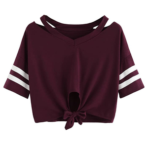 High Quality Women Polyester/Cotton Jersey V-neck Plus Size T <b>Shirts</b> Fashion Casual Soft Breathable Slim Fit Summer Everyday - Product Image 4