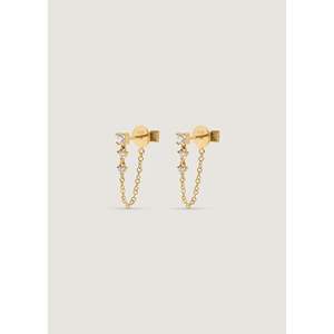 Three Stone Chain Diamond <b>Earrings</b> - Product Image 3