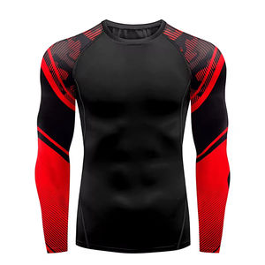 เสื้อรัดกล้ามเนื้อผู้ชายขายดี รุ่น Rush Guard ขนาดสั่งตัดได้ สวมใส่สบาย กระชับรูปร่าง เหมาะสำหรับออกกำลังกาย แขนยาว สำหรับกีฬา BJJ MMA ผลิตจากผ้าสแปนเด็กซ์/ไนลอน - Product Image 4