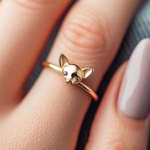 Vente chaude 925 Sterling Silver Minimaliste Dainty Jaune Plaqué Or Chihuahua Chien Conception Anneau Pour Les Femmes Fine Jewelry Souvenir - Product Image 4