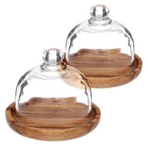 SUPPORT À GÂTEAUX EN BOIS AVEC VERRE TAILLE PERSONNALISÉE DÉCORATION DE TABLE DESSERT GÂTEAU EN BOIS SUPPORT PATREIS POUR ANNIVARY - Product Image 1