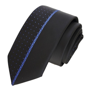 <b>Navy</b> Polka Dot Custom Panel Cut Slim Fashion <b>Tie</b> - Product Image 2