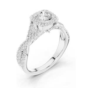 Bague Halo en Diamant de Laboratoire Rond Coussin de 1,27 CT pour Femme, Clarté VVS-VS EF, Or 18KT, 14KT, 10KT et Argent 925, Rose, Jaune - Product Image 4
