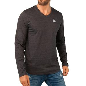T-shirt en coton à manches longues pour homme de qualité supérieure, col en V, t-shirt à col en V, logo personnalisé, t-shirt à manches longues à col en V pour homme - Product Image 1