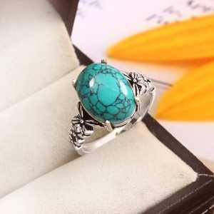 Bague en pierre précieuse turquoise naturelle, argent sterling 925, bijoux faits à la main pour femmes, bague statement, fournisseur en gros - Product Image 3