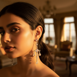 Boucles d'oreilles pendantes en argent 925 pour femmes, pierre de lune, plaquées or 18 carats, en forme de cœur, avec perle et diamant, bijoux de mariage, cadeau - Product Image 2