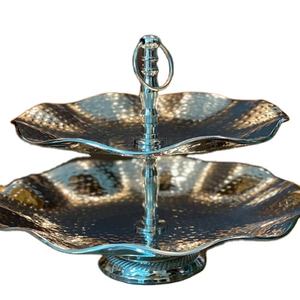 ยืนเค้กที่ไม่ซ้ำกันสำหรับบ้านแต่งงานวันเกิดพรรคเค้กโรงแรมที่ให้บริการยืนเค้กสีทองและสีเงินการออกแบบที่ทันสมัยถาดโลหะ - Product Image 3