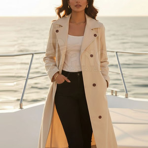 Manteau long à col personnalisé tendance pour femmes - Hiver 100% respirant et à séchage rapide Mélange laine/polyester Vêtement d'extérieur décontracté écologique - Product Image 5