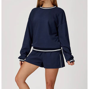 Custom Vendors <b>Tech</b> Fleece Cotton Round Neck Sweatshirt Tracksuits for Women Outfits Jogger 2 Piece Set - Product Image 6