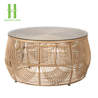 Table basse en rotin artisanale du Vietnam, durable, écologique, tressage naturel moderne, facile à nettoyer, décoration intérieure confortable, fonctionnelle pour le salon