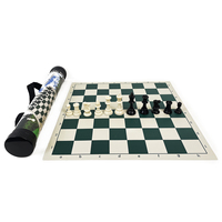 Ensemble d'échecs de tournoi King de 95 mm en gros avec grand échiquier en vinyle d'extérieur 20*20 pouces, sac cylindrique, pièces en plastique