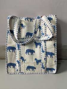 Sac fourre-tout en coton matelassé imprimé à la main en Inde, doublé, avec motif de jungle brodé, sac à main pour femme, sac à bandoulière, été - Product Image 4