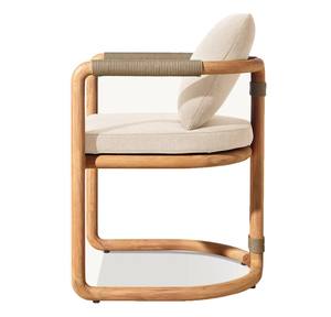 Patio extérieur en bois de teck de meubles de jardin extérieur dinant des chaises avec le style confortable de loisirs de coussin - Product Image 1