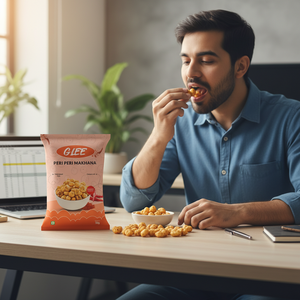 Glee Impex Premium, Bocadillos de Makhana Fox Nuts con Sabor Picante Peri-Peri, 50g, Bajos en Grasa, Sin Gluten, Altos en Proteínas, Fibra y Nitrogénos - Product Image 3