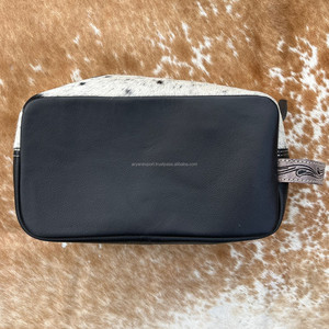 Neceser de cuero de vaca hecho a mano y con herramientas, neceser de viaje para mujer, neceser de cuero genuino, organizador de maquillaje único de estilo occidental - Product Image 2