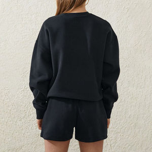 Ensemble sweatsuit jogging pour femmes 2 Pcs col ras du cou en coton personnalisé Ensemble sweatshirt personnalisé avec short - Product Image 2