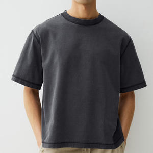 T-shirts décontractés surdimensionnés de couleur unie à col ras du cou en coton pour hommes Gym Fitness Sports à manches courtes Vente promotionnelle de logo personnalisé - Product Image 5