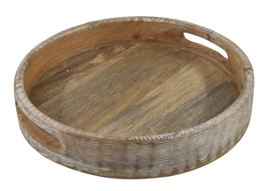 Bandeja Redonda de Madera para Servir con Asas Recortadas - Product Image 3