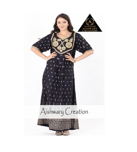 Bulk Regular Fit patrón geométrico 100% algodón Midi vestido de longitud completa estilo túnica ropa Casual mujer Primavera Verano colección - Product Image 1