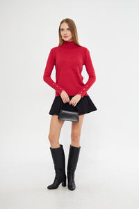 Chandail en tricot boutonné à col roulé à manches longues pour femmesSports, CasualOfficeStylishWear Opportunity en gros - Product Image 6