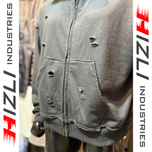 Double Hood French Terry 500 GSM 100% Cotton Distressed Cropped Oversized Drop Shoulder Hoodie Vintage <b>Streetwear</b> <b>Y2K</b> Winter - Product Image 4